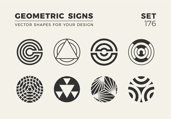 Sekiz minimalist trendy şekiller kümesi. Şık vektör logo emb — Stok Vektör