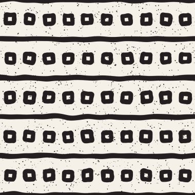 El ile Seamless Modeli hatları çizilmiş. Arka plan serbest fırça darbeleriyle. Siyah ve beyaz doku. Kağıt ambalaj için süsleme.