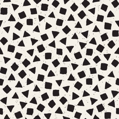 Elle çizilmiş siyah beyaz mürekkep soyut, pürüzsüz desen. Vektör stili grunge dokusu. Tek renkli geometrik dağınık şekiller boya fırça çizgileri