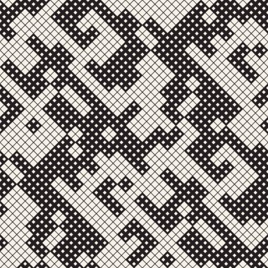 Modern şık noktalı resim doku. Rasgele boyutu kareler sonsuz arka plan. Vektör sorunsuz kaotik kareler mozaik desen