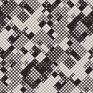 Modern şık noktalı resim doku. Rasgele boyutu kareler sonsuz arka plan. Vektör sorunsuz kaotik kareler mozaik desen