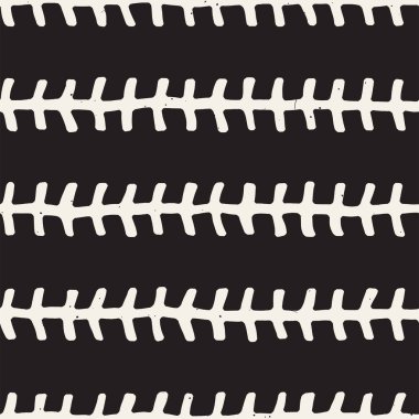 El ile Dikişsiz desen fırça darbeleriyle çizilmiş. Doodle grunge illüstrasyon mürekkep. Geometrik tek renkli vektör desen.