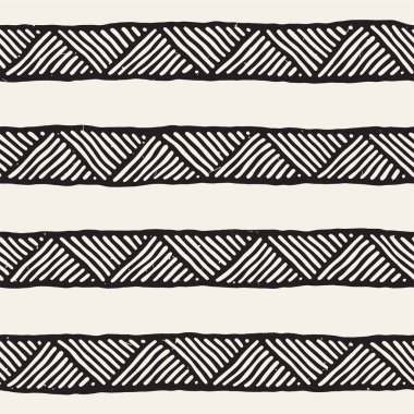 Elle çizilmiş stil etnik seamless modeli. Arka plan siyah ve beyaz fayans soyut geometrik çizgiler.