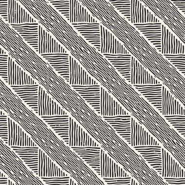 Elle çizilmiş stil etnik seamless modeli. Arka plan siyah ve beyaz fayans soyut geometrik çizgiler.