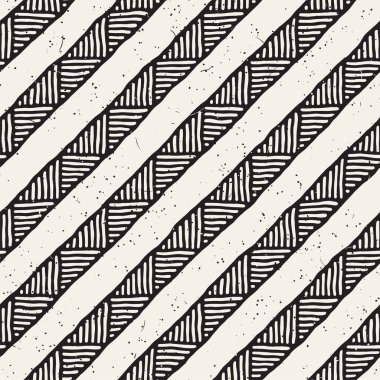 Elle çizilmiş stil etnik seamless modeli. Arka plan siyah ve beyaz fayans soyut geometrik çizgiler.