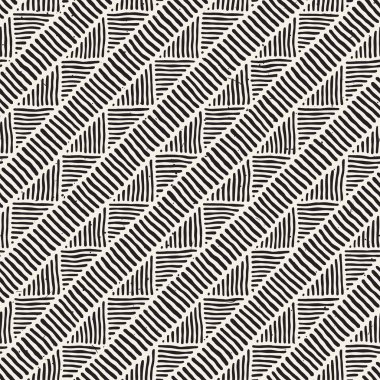Elle çizilmiş stil etnik seamless modeli. Arka plan siyah ve beyaz fayans soyut geometrik çizgiler.