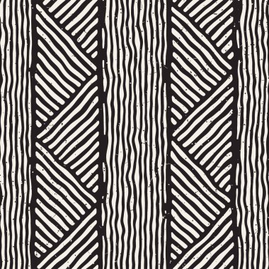 Elle çizilmiş stil etnik seamless modeli. Arka plan siyah ve beyaz fayans soyut geometrik çizgiler.