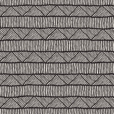 Elle çizilmiş stil etnik seamless modeli. Arka plan siyah ve beyaz fayans soyut geometrik çizgiler.