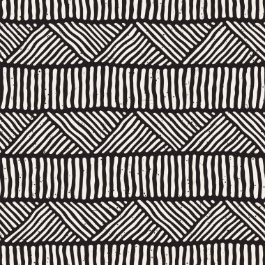 Elle çizilmiş stil etnik seamless modeli. Arka plan siyah ve beyaz fayans soyut geometrik çizgiler.