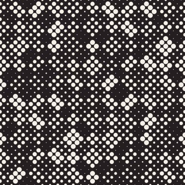 Modern şık noktalı resim doku. Rastgele boyut daireler ile sonsuz arka plan. Vektör Dikişsiz mozaik desen.