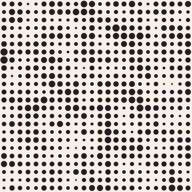 Modern şık noktalı resim doku. Rastgele boyut daireler ile sonsuz arka plan. Vektör Dikişsiz mozaik desen.