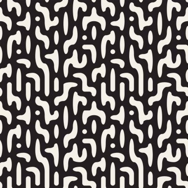 Vektör geometrik noktalar ile seamless modeli. Tek renkli rasgele hattı çizgileri. Yinelenen şık arka plan tasarım kontrast