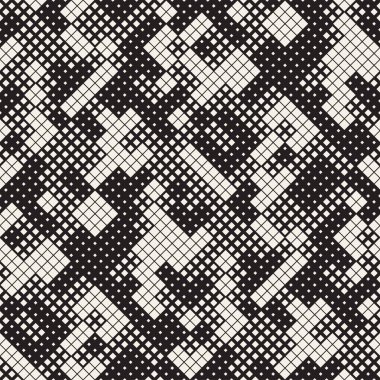 Modern şık noktalı resim doku. Rasgele boyutu kareler sonsuz arka plan. Vektör sorunsuz kaotik kareler mozaik desen