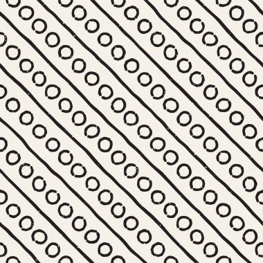 El çekilmiş siyah beyaz mürekkep soyut seamless modeli. Vektör şık grunge doku. Tek renkli geometrik shappes boya fırça satırları