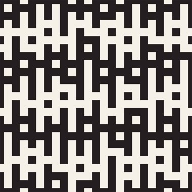 Düzensiz karışık şekiller. Geometrik arka plan tasarlamak. Vektör sorunsuz siyah ve beyaz kaotik desen.