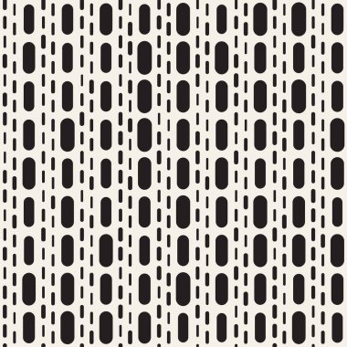 Siyah ve beyaz düzensiz kesik çizgiler desen yuvarlanır. Modern soyut vektör sorunsuz arka plan. Şık kaotik dikdörtgen çizgili Mosai