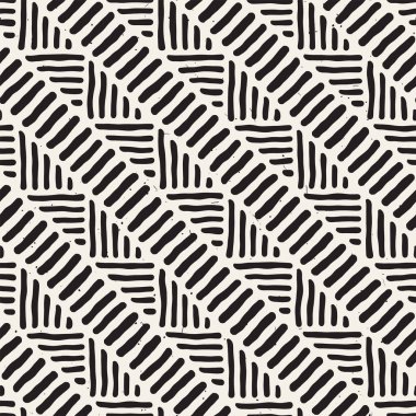 Elle çizilmiş stil etnik seamless modeli. Arka plan siyah ve beyaz fayans soyut geometrik çizgiler.