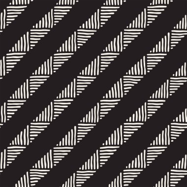 Elle çizilmiş stil etnik seamless modeli. Arka plan siyah ve beyaz fayans soyut geometrik çizgiler.