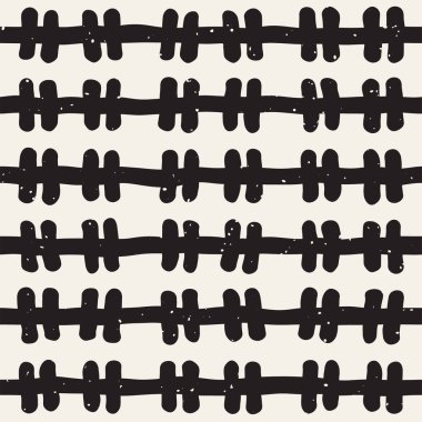 El çekilmiş siyah beyaz mürekkep soyut seamless modeli. Vektör şık grunge doku. Tek renkli geometrik shappes boya fırça satırları