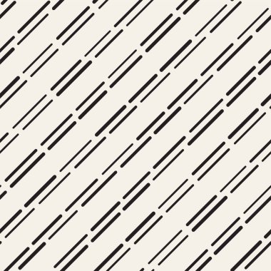 Siyah ve beyaz düzensiz kesik çizgiler desen yuvarlanır. Modern soyut vektör sorunsuz arka plan. Şık kaotik dikdörtgen çizgili Mosai