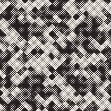 Modern şık noktalı resim doku. Rasgele boyutu kareler sonsuz arka plan. Vektör sorunsuz kaotik kareler mozaik desen