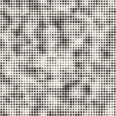 Modern şık noktalı resim doku. Rasgele boyutu kareler sonsuz arka plan. Vektör sorunsuz kaotik kareler mozaik desen