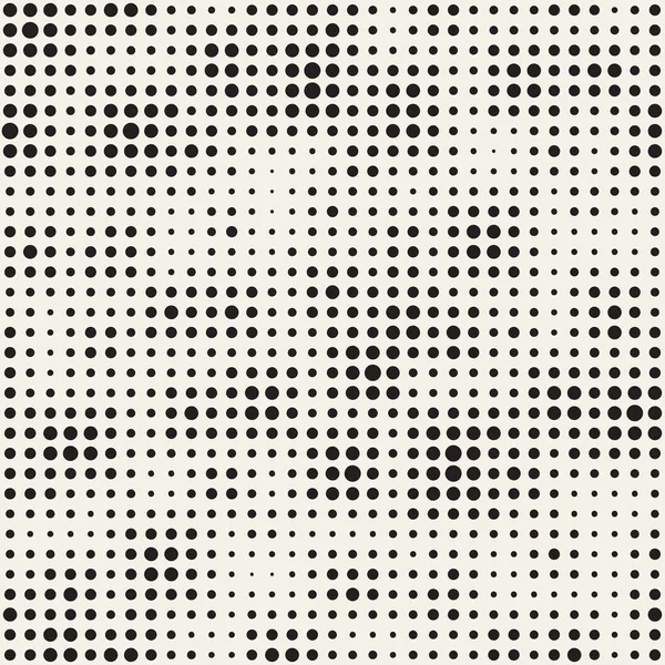 Modern Stylish Halftone Texture (em inglês). Fundo abstrato sem fim com círculos aleatórios. Padrão de mosaico sem costura vetorial . — Vetor de Stock