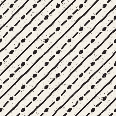 El ile Seamless Modeli hatları çizilmiş. Arka plan serbest fırça darbeleriyle. Siyah ve beyaz doku. Kağıt ambalaj için süsleme.