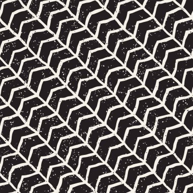 Elle çizilmiş stil seamless modeli. Soyut geometrik döşeme arka plan siyah ve beyaz. Vektör doodle hat kafes