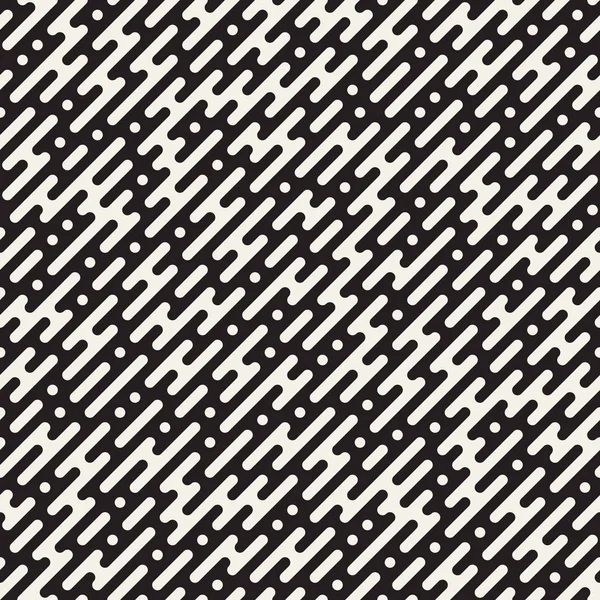 Vektor nahtlose Muster mit geometrischen Punkten. monochrome, zufällige Linienschlieren. Kontrast wiederholendes Hintergrunddesign — Stockvektor