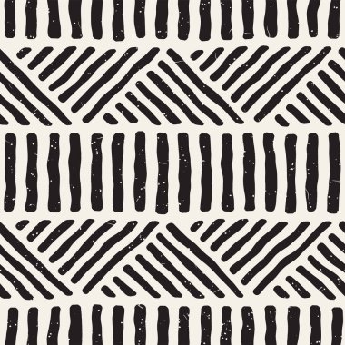 Elle çizilmiş stil etnik seamless modeli. Arka plan siyah ve beyaz fayans soyut geometrik çizgiler.