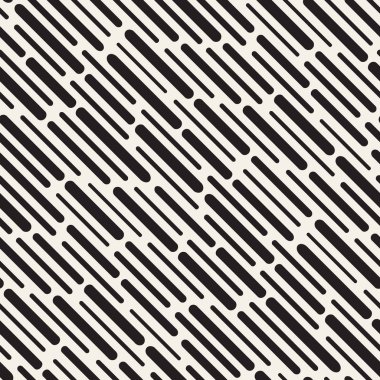 Siyah ve beyaz düzensiz kesik çizgiler desen yuvarlanır. Modern soyut vektör sorunsuz arka plan. Şık kaotik dikdörtgen çizgili Mosai