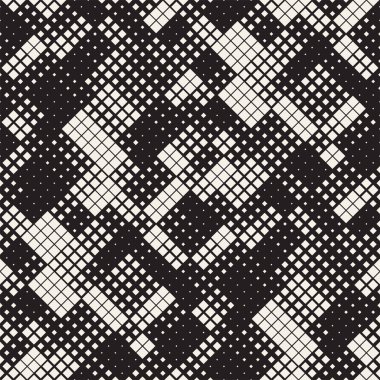 Modern şık noktalı resim doku. Rasgele boyutu kareler sonsuz arka plan. Vektör sorunsuz kaotik kareler mozaik desen