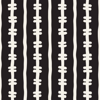 El ile Seamless Modeli hatları çizilmiş. Arka plan serbest fırça darbeleriyle. Siyah ve beyaz doku. Kağıt ambalaj için süsleme.