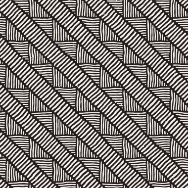 Elle çizilmiş stil etnik seamless modeli. Arka plan siyah ve beyaz fayans soyut geometrik çizgiler.