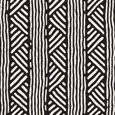 Elle çizilmiş stil etnik seamless modeli. Arka plan siyah ve beyaz fayans soyut geometrik çizgiler.