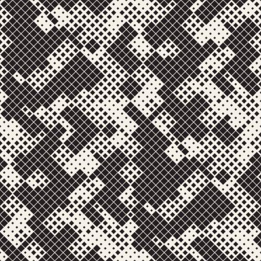 Modern şık noktalı resim doku. Rasgele boyutu kareler sonsuz arka plan. Vektör sorunsuz kaotik kareler mozaik desen