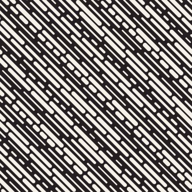 Siyah ve beyaz düzensiz kesik çizgiler desen yuvarlanır. Modern soyut vektör sorunsuz arka plan. Şık kaotik dikdörtgen çizgili Mosai