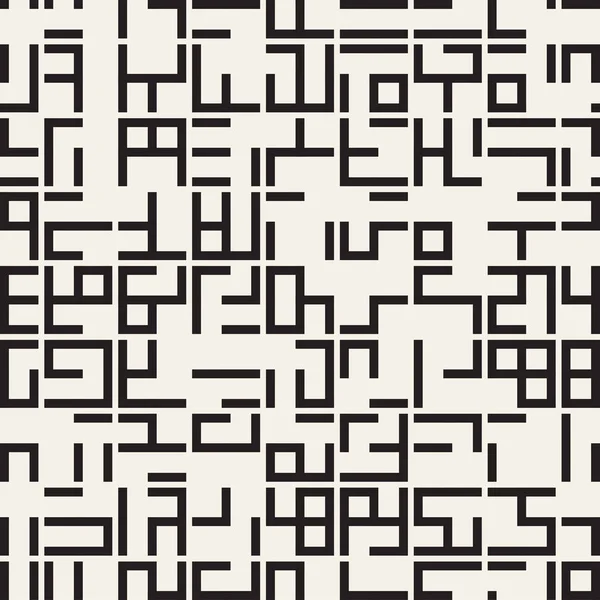 不規則なもつれた形 抽象的な幾何学的な背景デザイン 黒と白のシームレスな混沌としたパターン ベクトル — ストックベクタ
