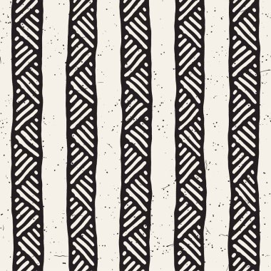 Elle çizilmiş stil etnik seamless modeli. Arka plan siyah ve beyaz fayans soyut geometrik çizgiler.