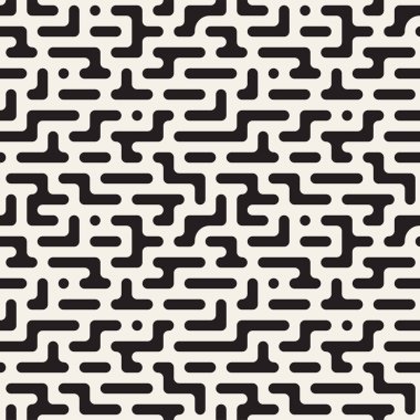 Vektör geometrik noktalar ile seamless modeli. Tek renkli rasgele hattı çizgileri. Yinelenen şık arka plan tasarım kontrast