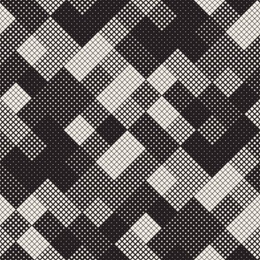 Modern şık noktalı resim doku. Rasgele boyutu kareler sonsuz arka plan. Vektör sorunsuz kaotik kareler mozaik desen
