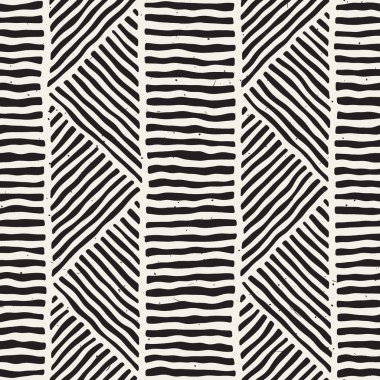 Elle çizilmiş stil etnik seamless modeli. Arka plan siyah ve beyaz fayans soyut geometrik çizgiler.