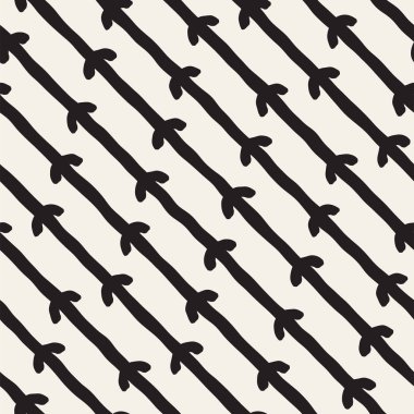 El ile Seamless Modeli hatları çizilmiş. Arka plan serbest fırça darbeleriyle. Siyah ve beyaz doku. Kağıt ambalaj için süsleme.