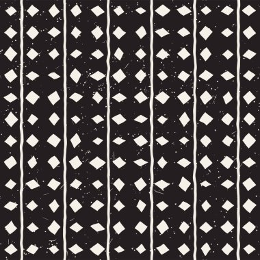 Elle çizilmiş stil soyut seamless modeli siyah beyaz. Retro serbest çentikli çizgiler doku.