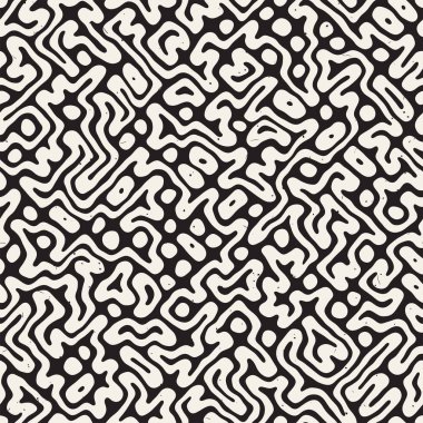 Elle çizilmiş stil soyut seamless modeli siyah beyaz. Retro serbest çentikli çizgiler doku.