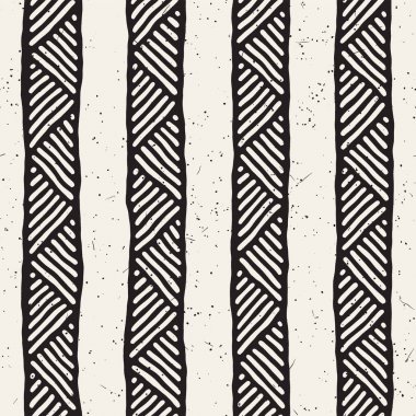 Elle çizilmiş stil etnik seamless modeli. Arka plan siyah ve beyaz fayans soyut geometrik çizgiler.