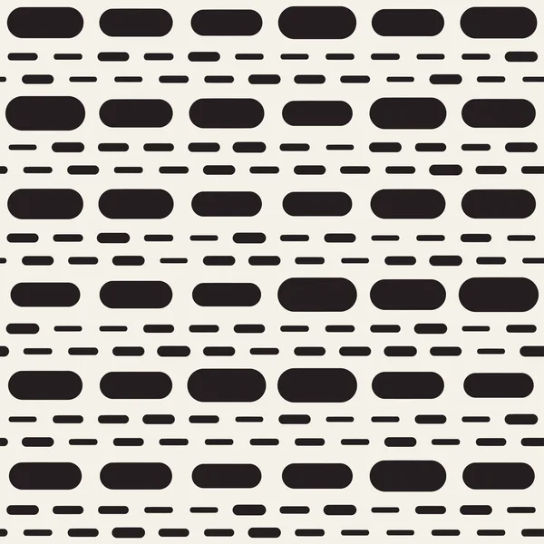 Siyah ve beyaz düzensiz kesik çizgiler desen yuvarlanır. Modern soyut vektör sorunsuz arka plan. Şık kaotik dikdörtgen çizgili Mosai