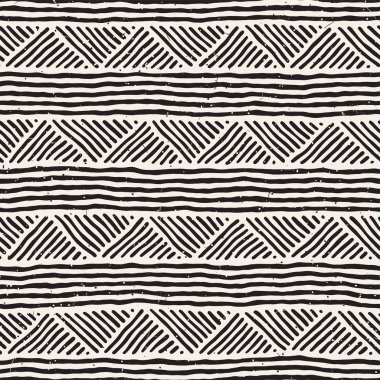 Elle çizilmiş stil etnik seamless modeli. Arka plan siyah ve beyaz fayans soyut geometrik çizgiler.