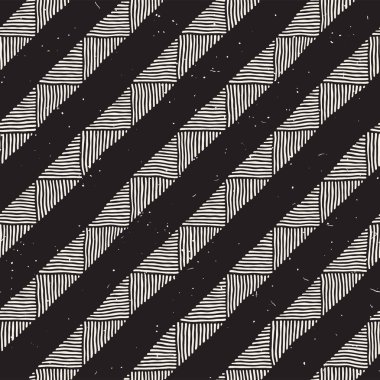 Elle çizilmiş stil etnik seamless modeli. Arka plan siyah ve beyaz fayans soyut geometrik çizgiler.